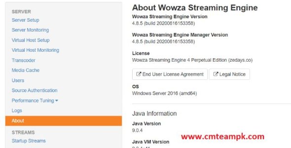 WOWZA 4.8.5 LINUX + WINDOWS + SCRIPT STOP UPDATE Perpetual Edition